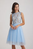 Two Piece Jewel Sleeveless Short See-Through Bridesmaid Dresses (AF0065)