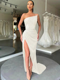 Ivory Sheath Strapless Sleeveless Long Sweep Train Velvet Sequin Prom Dress (AF1013)