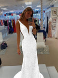 White Sheath V-Neck Sleeveless Long Sweep Train Velvet Sequin Prom Dress (AF1007)