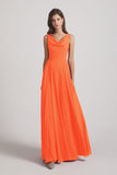 Alfa Bridal Tangerine Tango Sleeveless Cowl Chiffon A-line Bridesmaid Dresses (AF0052)
