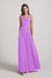 Alfa Bridal Violet Sleeveless Cowl Chiffon A-line Bridesmaid Dresses (AF0052)