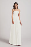 Alfa Bridal Ivory Spaghetti Straps A-Line Chiffon Pleated Bridesmaid Dresses (AF0063)