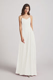 Alfa Bridal Ivory Spaghetti Straps Chiffon A-Line Long Bridesmaid Dresses (AF0110)
