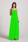 Alfa Bridal Lime Green Strapless Chiffon Bridesmaid Dresses with Tiered Ruffles (AF0086)