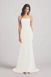 Alfa Bridal Ivory Strapless Sweetheart Chiffon Sheath Bridesmaid Dresses (AF0023)