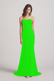 Alfa Bridal Lime Green Strapless Sweetheart Chiffon Sheath Bridesmaid Dresses (AF0023)