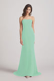 Alfa Bridal Mint Green Strapless Sweetheart Chiffon Sheath Bridesmaid Dresses (AF0023)