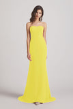 Alfa Bridal Yellow Strapless Sweetheart Chiffon Sheath Bridesmaid Dresses (AF0023)