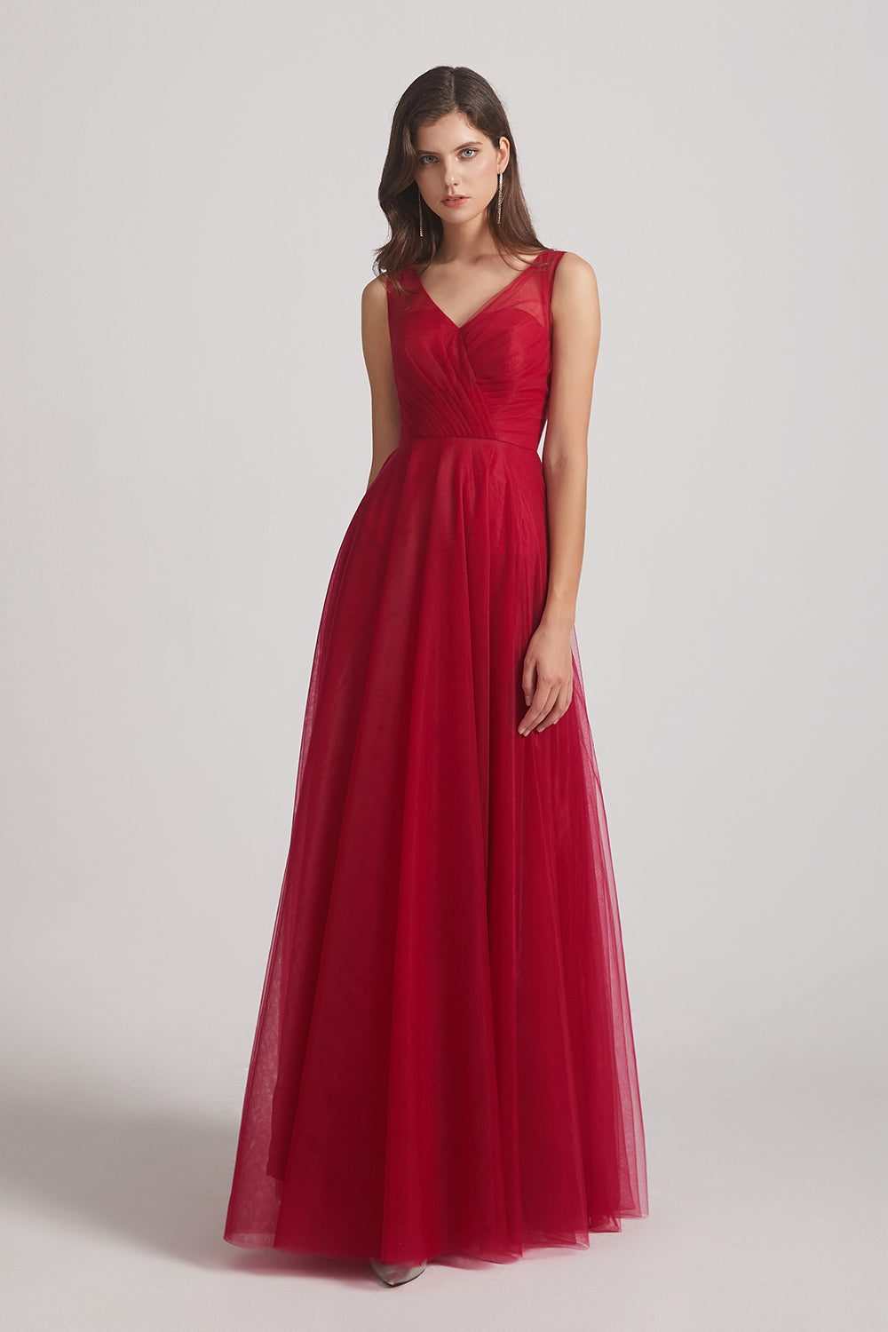 burgundy tulle bridesmaid dresses
