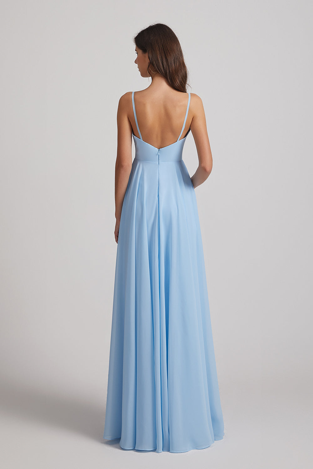 backless a-line bridesmaid gown