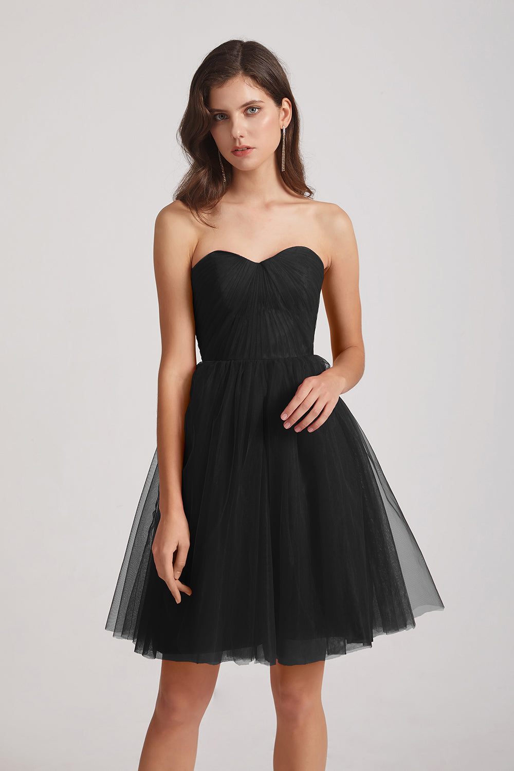 black tulle short bridesmaid dresses
