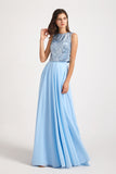 Sequin Top Chiffon Jewel Sleeveless Bridesmaid Dresses (AF0151)