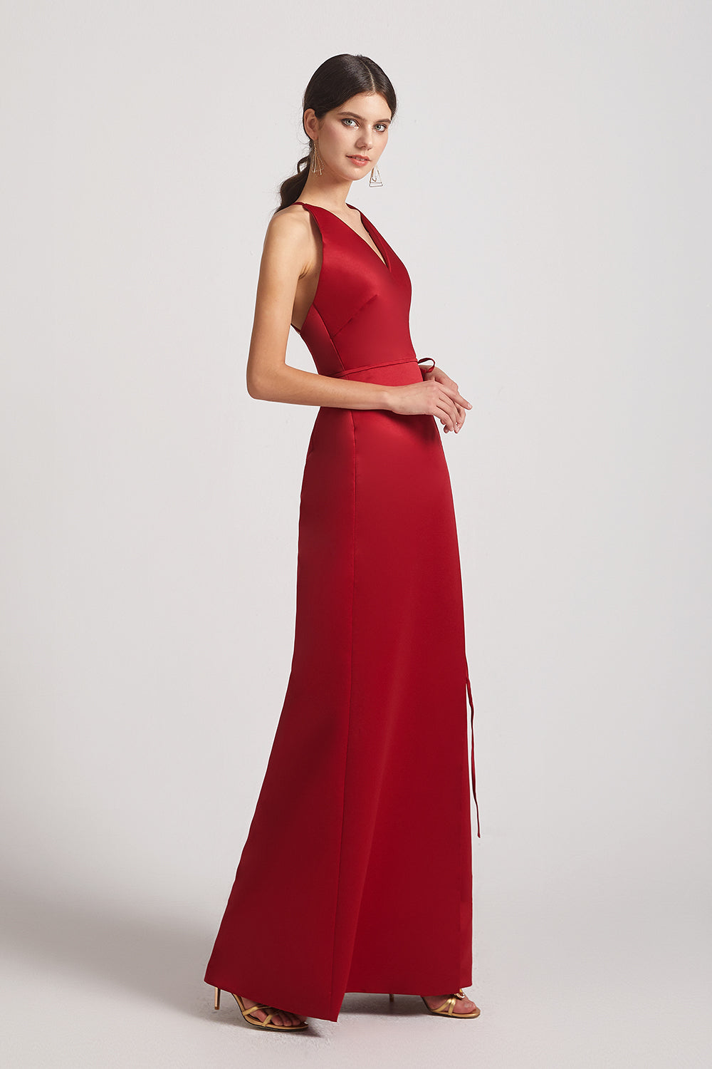 alluring long red satin bridesmaid dresses