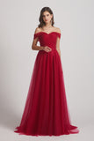 Convertible A-Line Pleated Long Tulle Bridesmaid Dresses (AF0161)