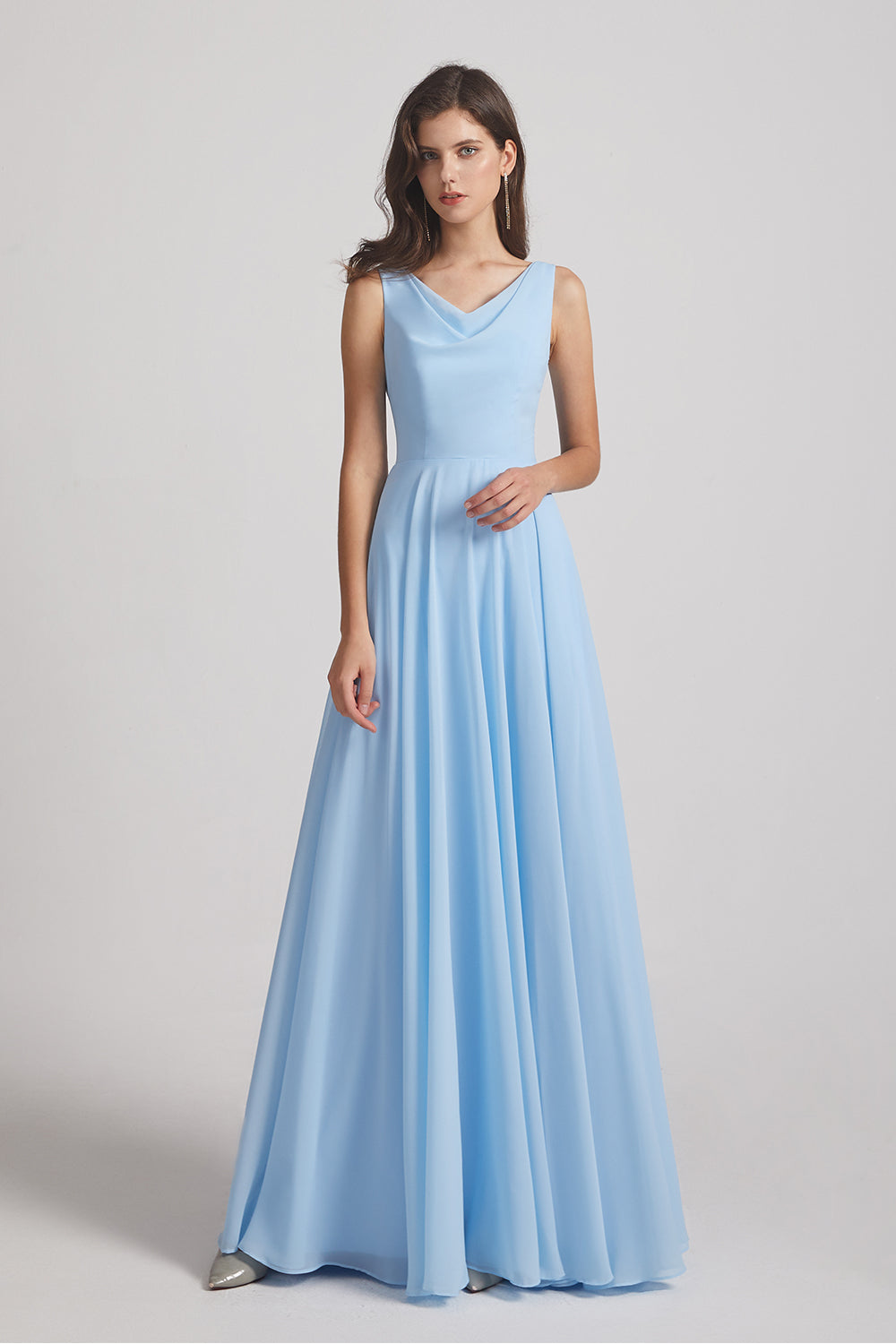 luxurious a-line maxi bridesmaid gowns