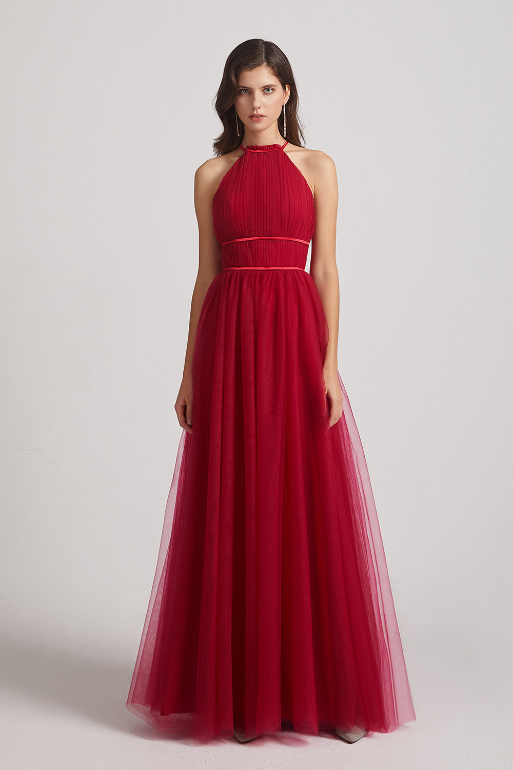 sleeveless a-line bridesmaid gown