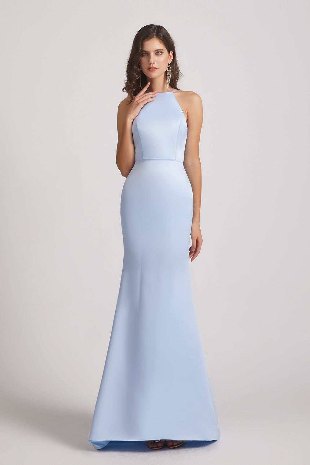 sheath sky blue bridesmaids dresses