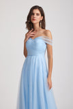 changeable tulle sky blue bridesmaid dress