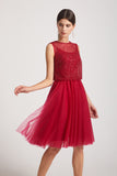 a-line tulle party gown with waistcoat