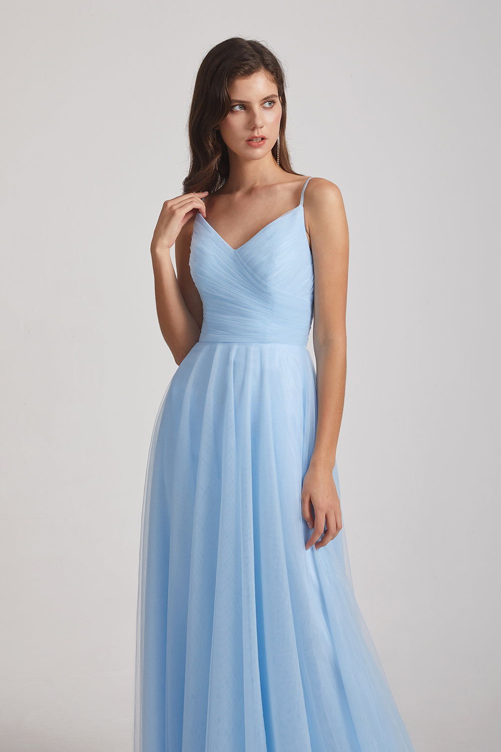 blue sleeveless a-line bridesmaids gowns