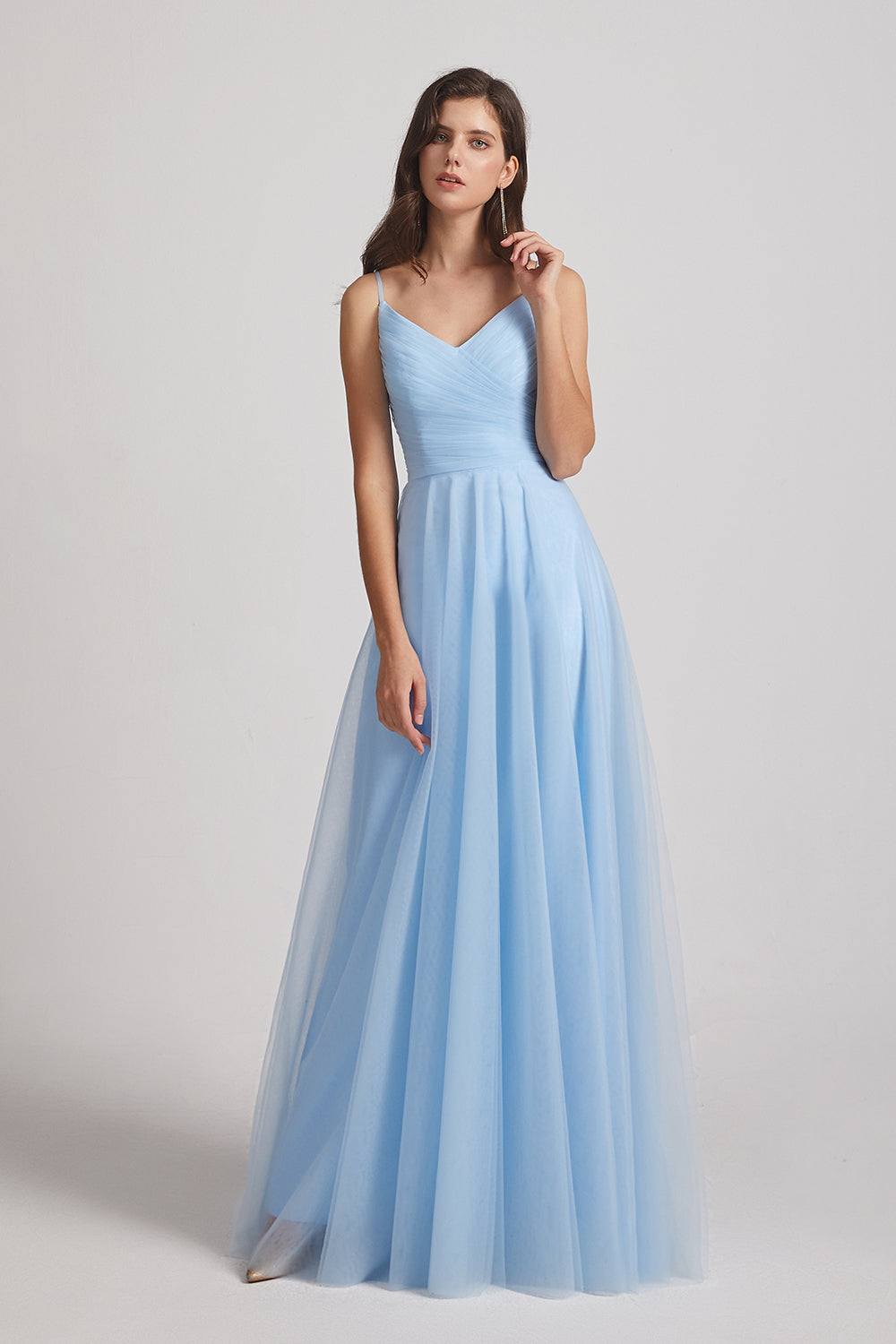 ruffles tulle a-line maid of honor dress