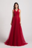 a-line convertible tulle bridesmaid dress