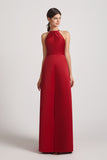 red satin long maids of honor dresses