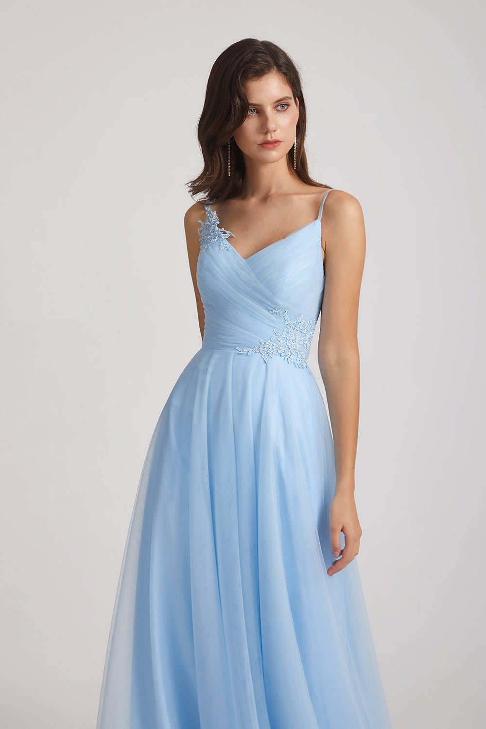 light blue Tulle Bridesmaid Dresses