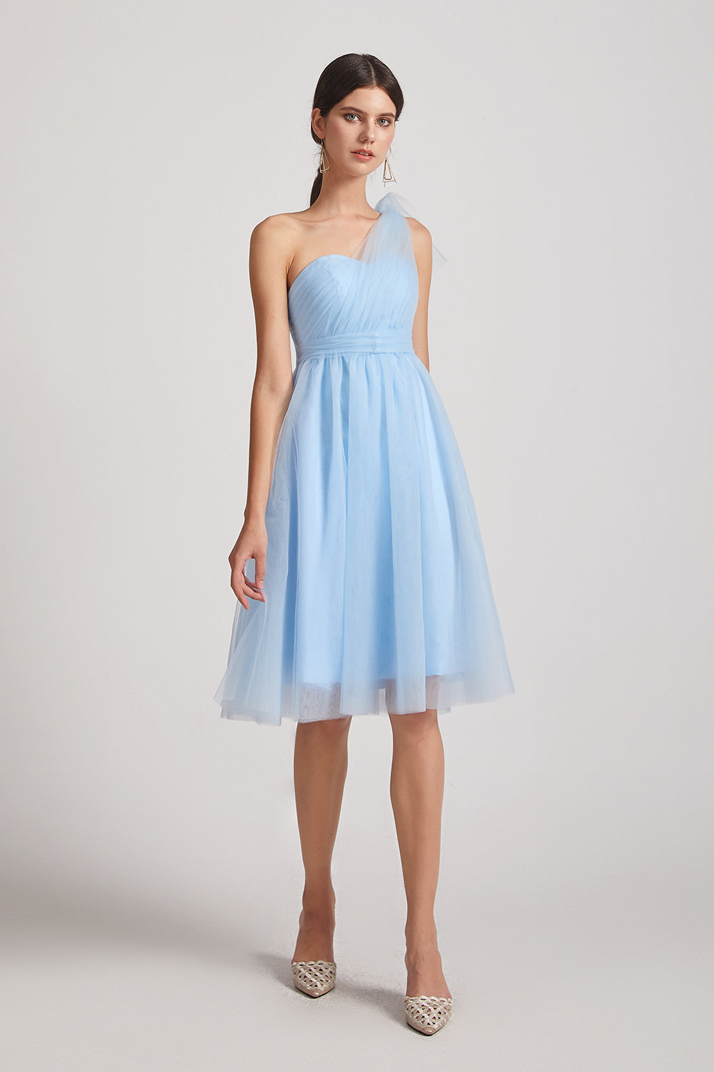 convertible blue knee length  bridesmaid dress