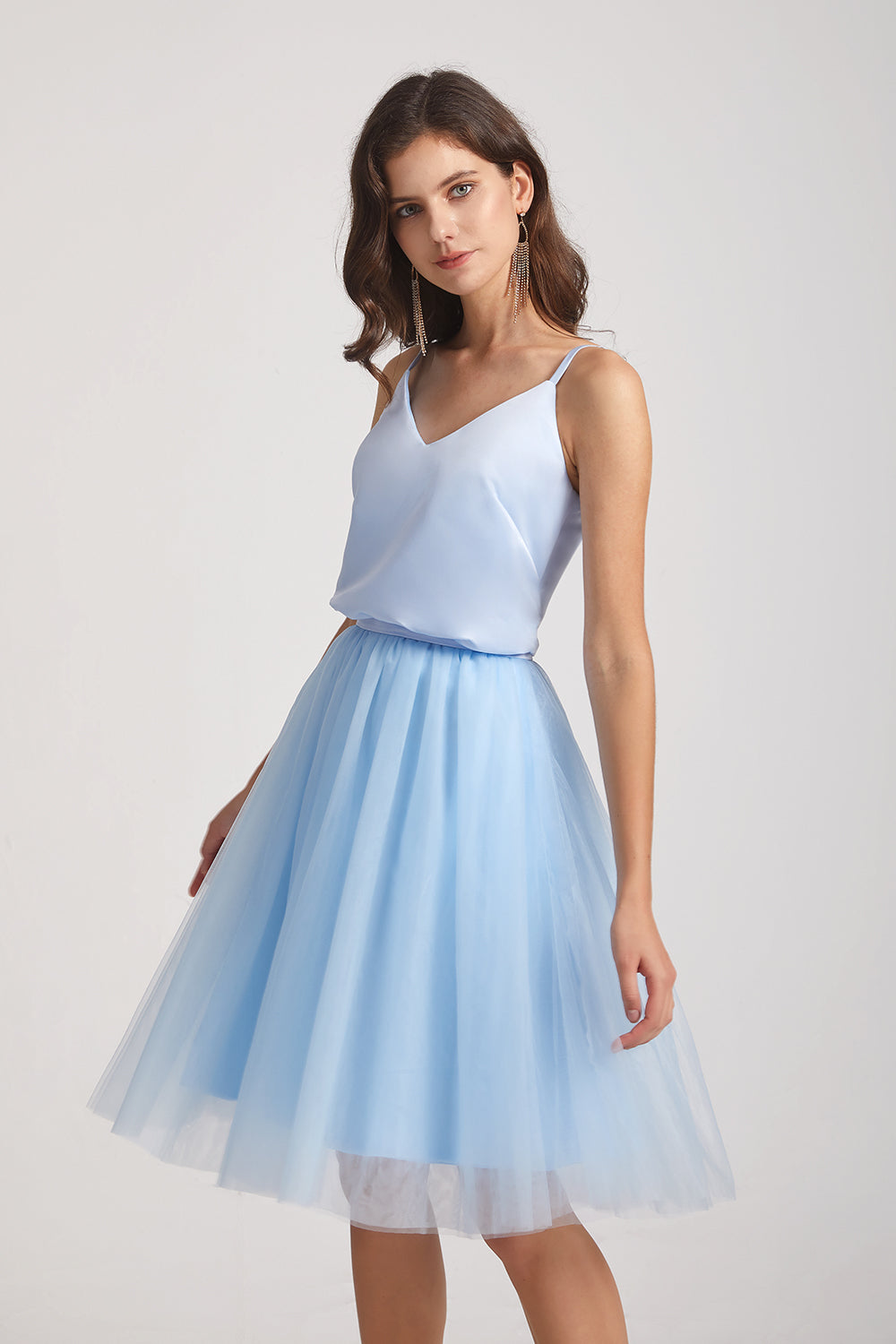 sleek  short bridesmaid gown