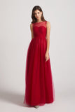 pleated dark red gown