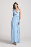 Maxi Wrap Singlet Bridesmaid Dresses with Tie Detail and Frills (AF0143)