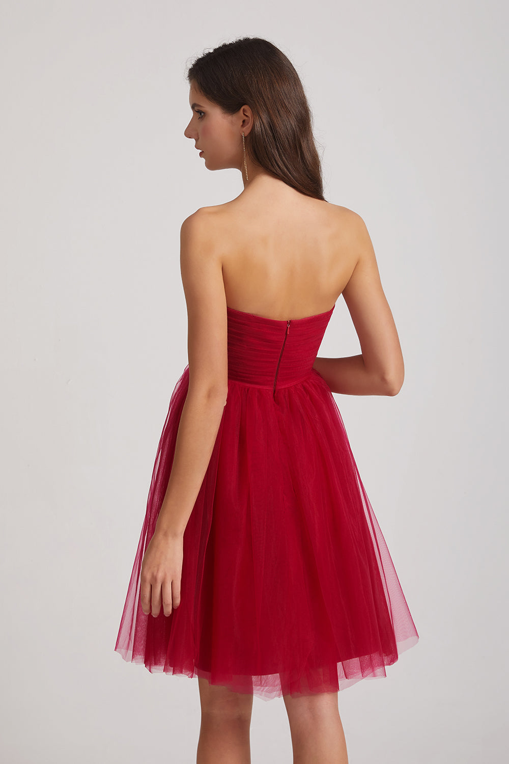 backless tulle  bridesmaids gown