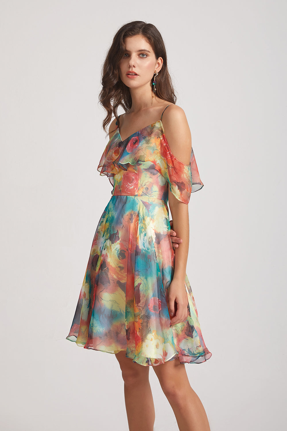 could shoulder floral dresses