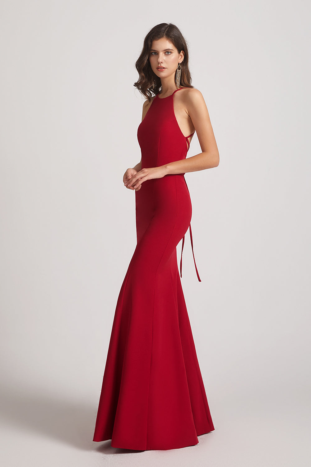 sexy red long mermaid maid of honor dresses