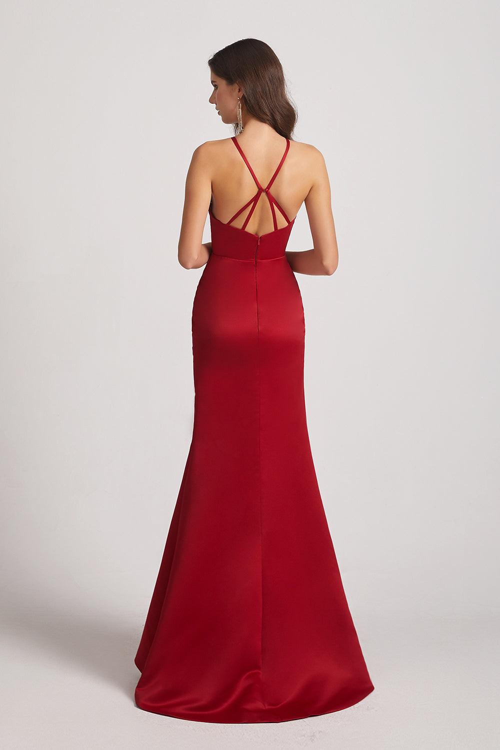 open back red maids of honor dresses