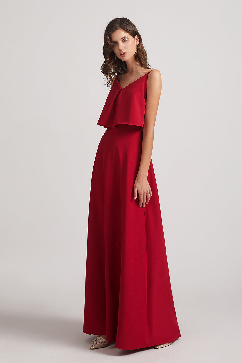 satin long red gowns