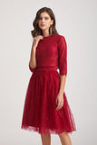 3/4 sleeves lace a-line bridesmaid gown