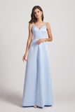 V-Neck Spaghetti Straps Sexy Bridesmaid Dresses with Front Slit (AF0003)
