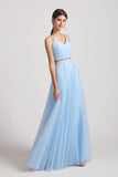 v-neck ruched tulle maid of honor dresses