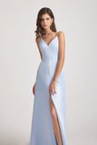 front slit satin maid of honor dress
