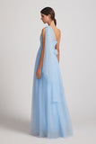 long blue tulle bridesmaid dresses