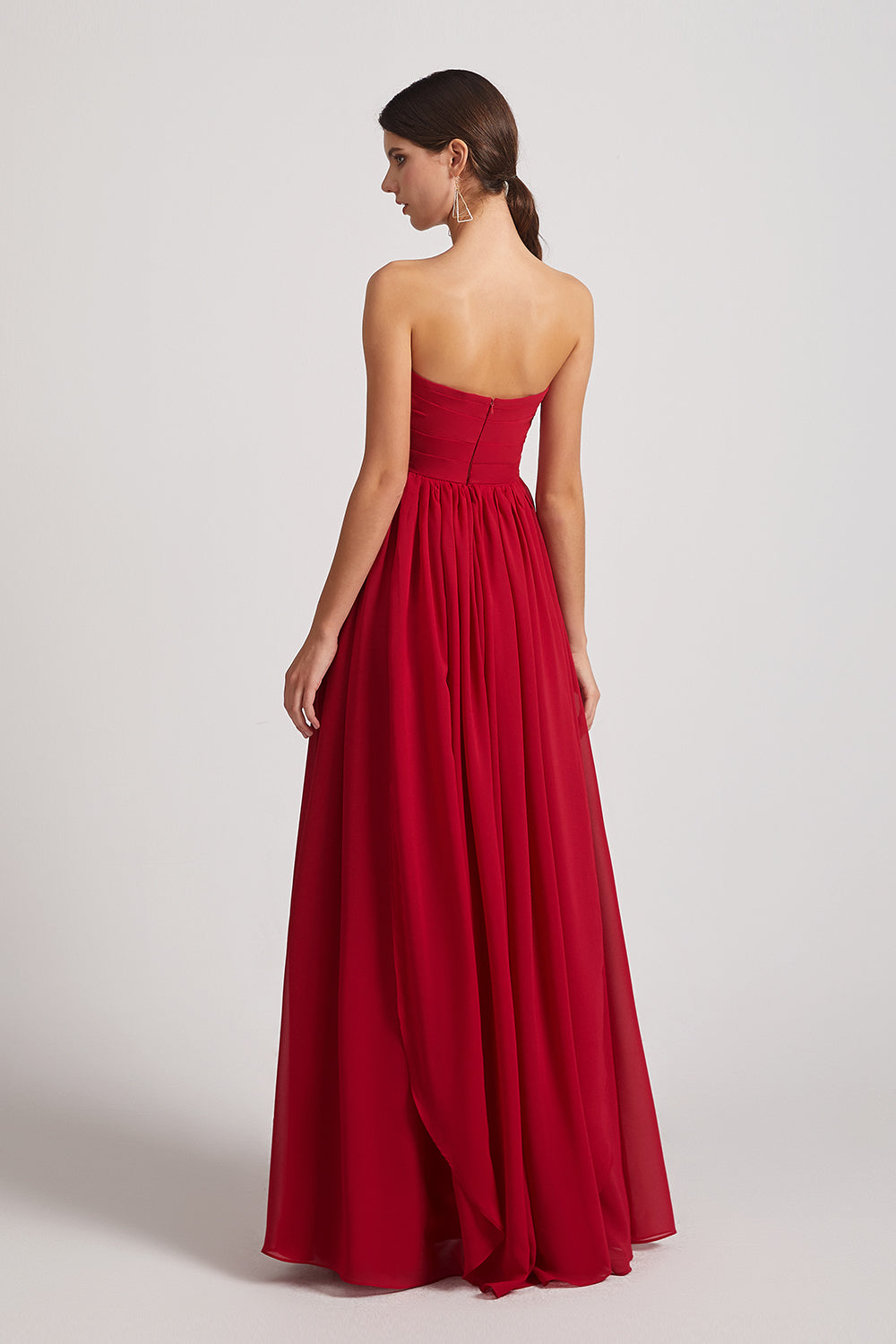 backless a-line chiffon bridesmaid gowns