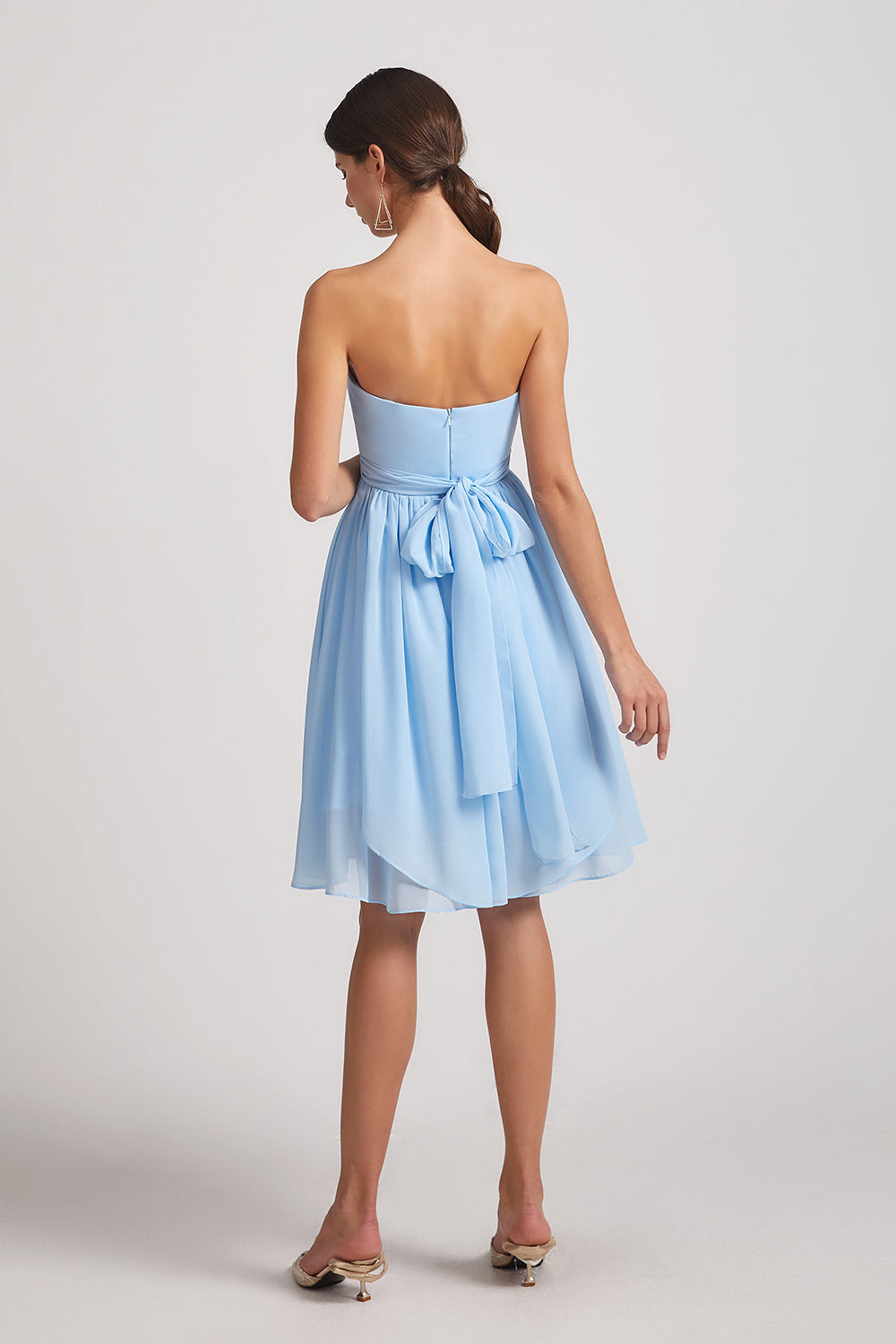 a-line chiffon blue bridesmaid dress