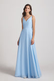 ruched blue long gowns