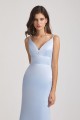 Spaghetti Straps Sheath V-Neck Satin Bridesmaid Dresses