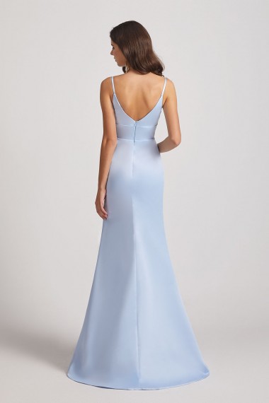 Spaghetti Straps Sheath V-Neck Satin Bridesmaid Dresses