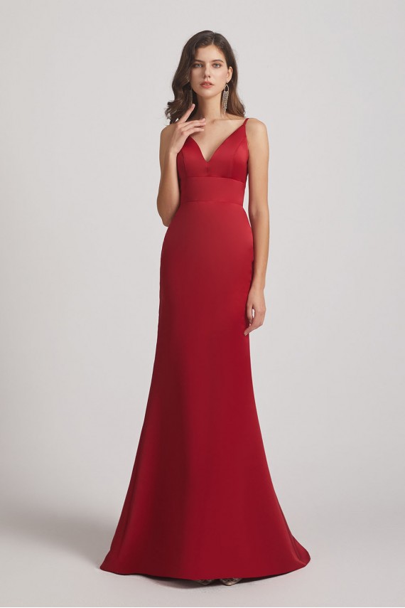 Sexy Spaghetti Straps V-Neck Fit and Flare Formal Gown