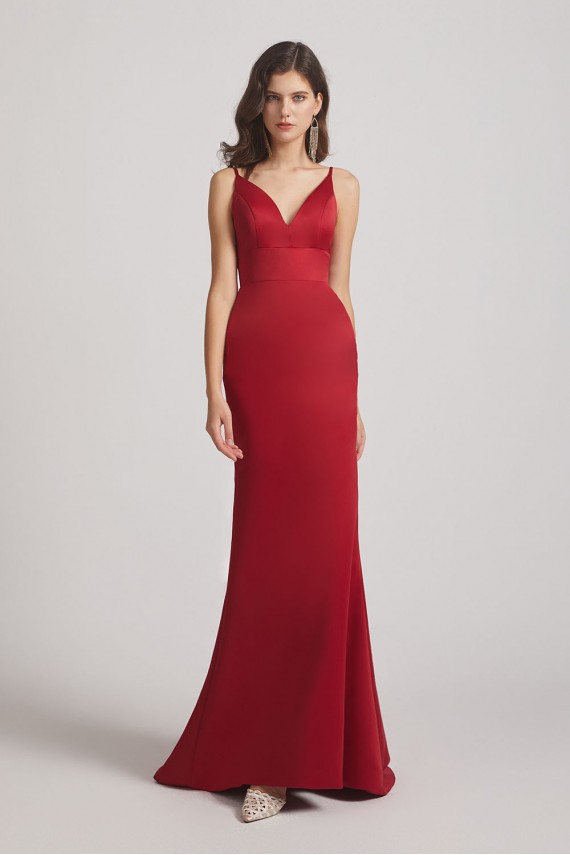 Sexy Spaghetti Straps V-Neck Fit and Flare Formal Gown