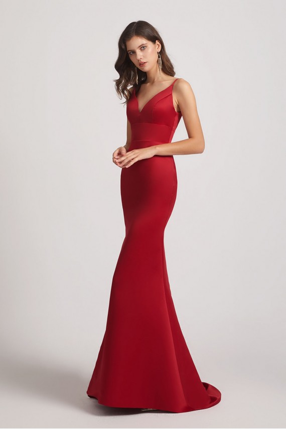 Sexy Spaghetti Straps V-Neck Fit and Flare Formal Gown